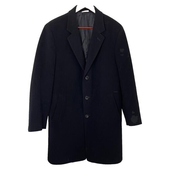 Brooks Brothers Men's Black BrooksStorm 40R Regent Coat 100% Wool Overcoat - Picture 1 of 14